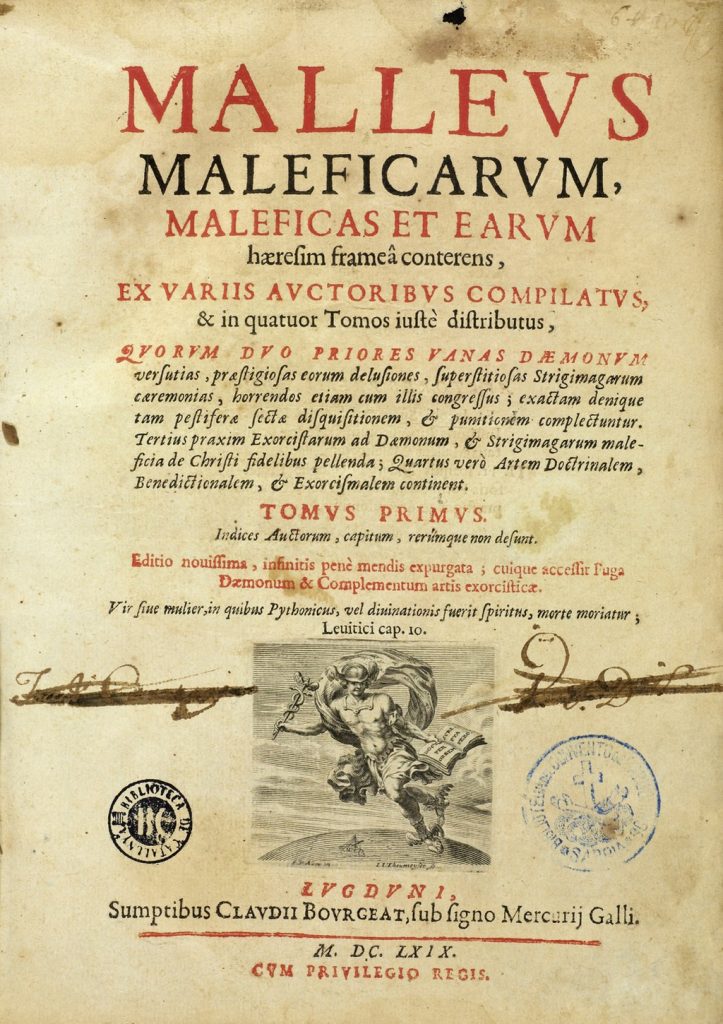 Il frontespizio del Malleus Maleficarum, il Martello delle Streghe [Heinrich Institor Kramer, Jacob Sprenger, 1487]