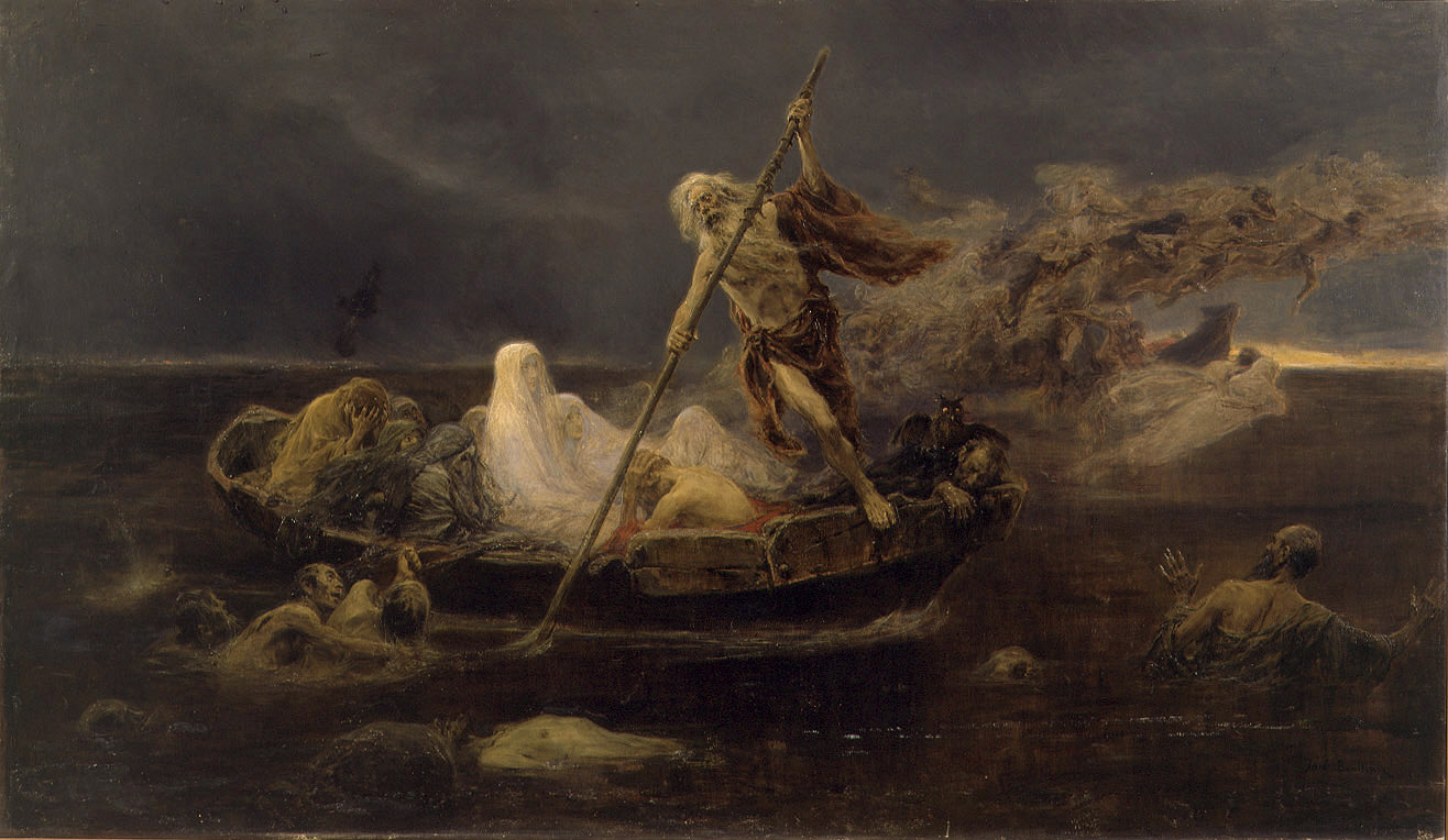 "La Barca di Caronte", un dipinto di Josep Benlliure Gil del 1932