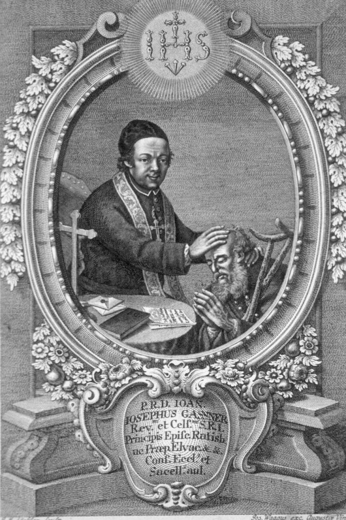 Johann Joseph Gassner in una raffigurazione di un autore sconosciuto chiamato J.M. Sockler