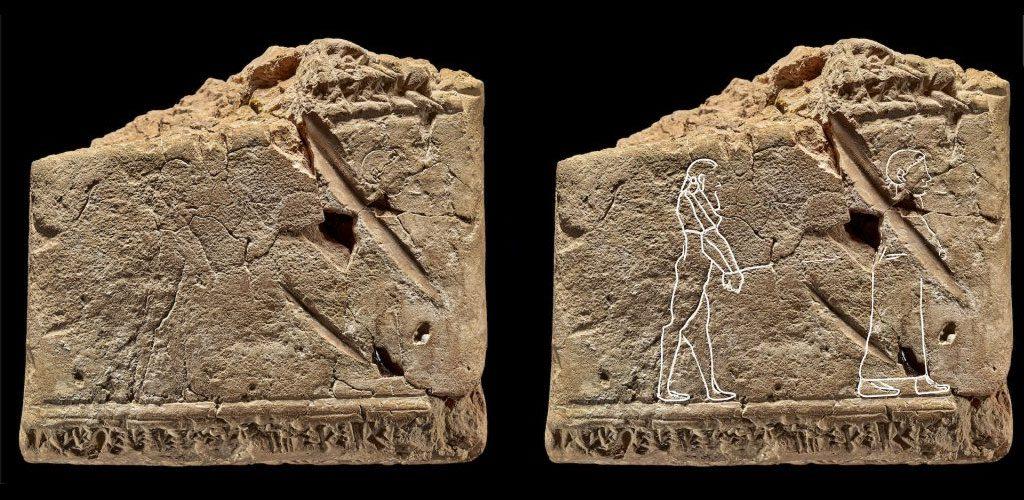 Tavoletta di argilla babilonese di 3500 anni fa: a destra è mostrata una sovrapposizione con le immagini in primo piano | Foto © British Museum