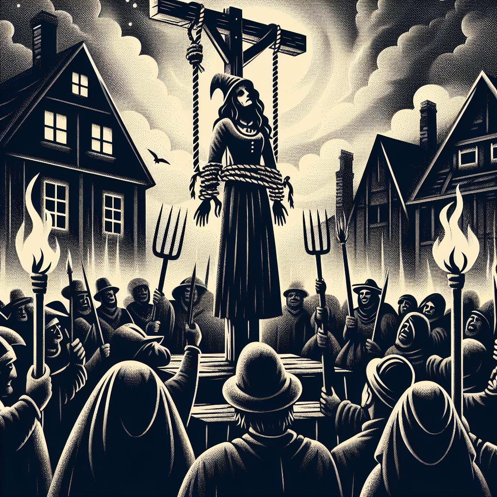 Raffigurazione di una strega condannata al rogo