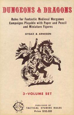 Scansione della copertina del set originale di Dungeons & Dragons (1974) di Gary Gygax (si ringrazia Wizards of the Coast, oggi parte di Hasbro)