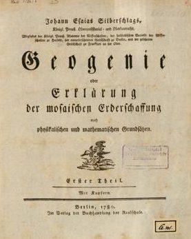 Frontespizio del Geogenie Oder Erklärung Der Mosaischen Erderschaffung Nach Physikalischen Und Mathematischen Grundsätzen (1780)