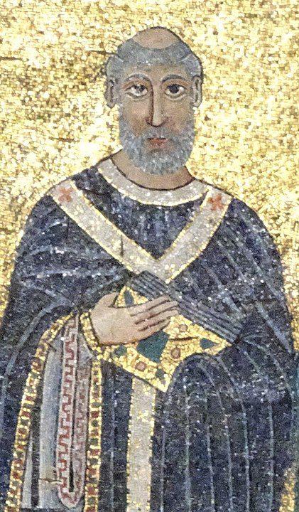 Mosaico del papa Cornelio nella basilica di Santa Maria in Trastevere (Hugo De Keersmaecker, XII secolo circa) 