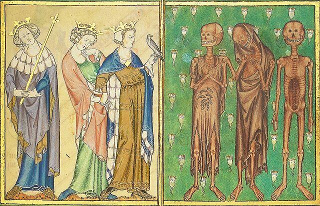I tre vivi e i tre morti (dal Salterio di Robert de Lisle) ca 1300